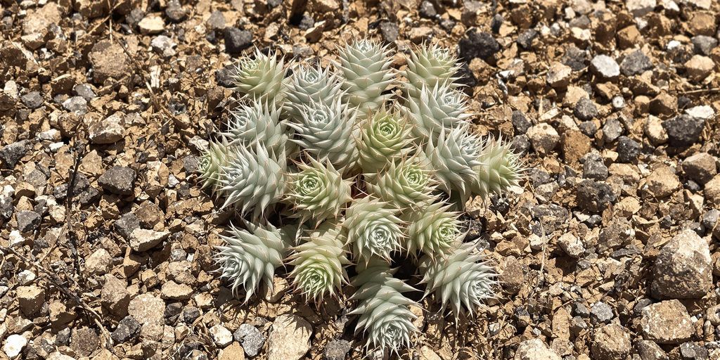 Ariocarpus retusus en su hábitat natural desértico.