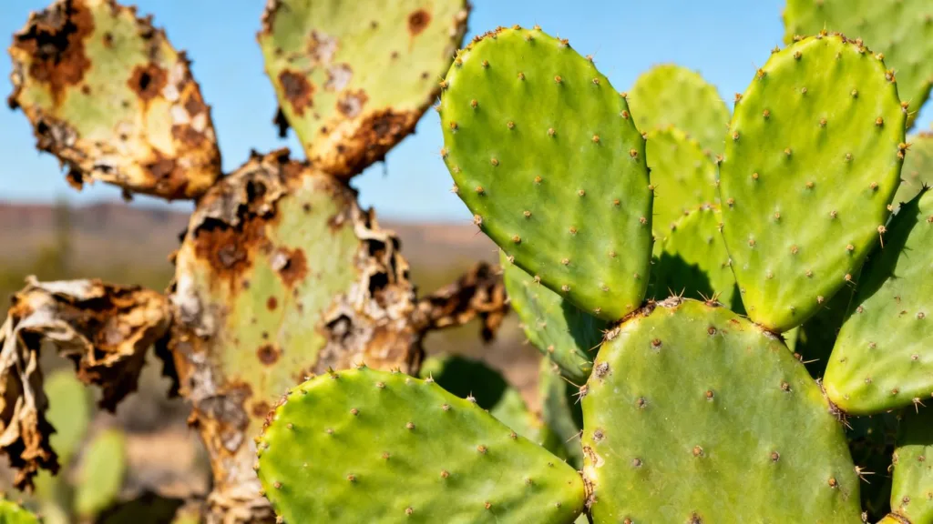 Cactus sano y cactus enfermo